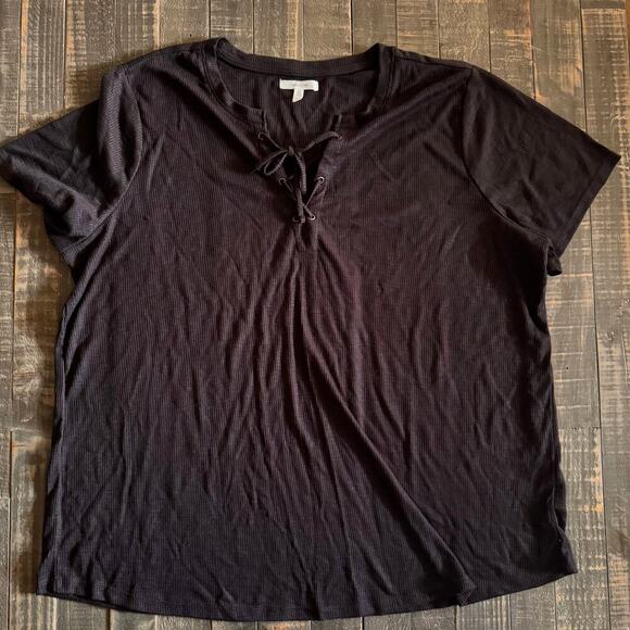 Maurices Black Ribbed Tie T-Shirt Size 2X - Picture 1 of 5